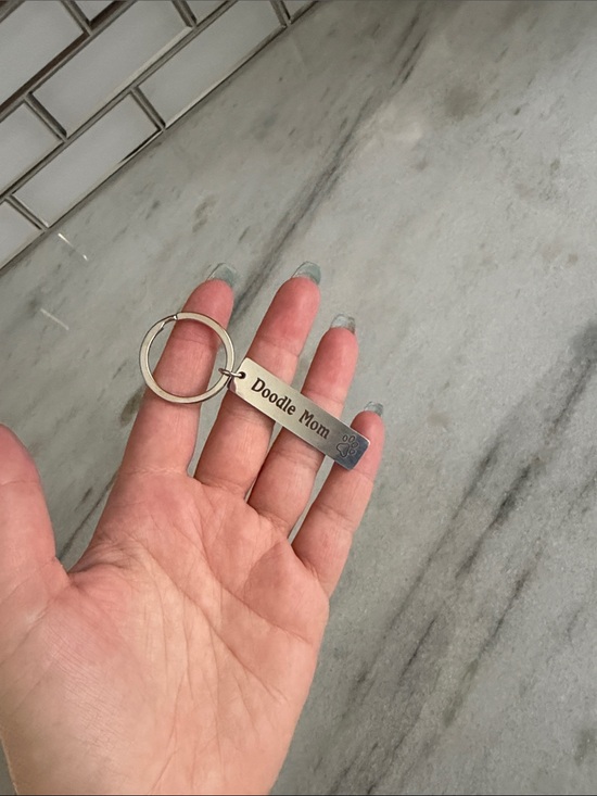Other - Doodle Mom Engraved Metal Keychain - Silver